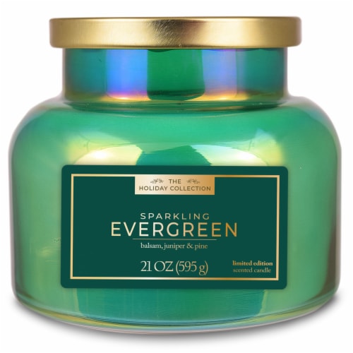 Tuscany Candle Limited Edition Sparkling Evergreen Scented Iridescent Jar Candle Perspective: front