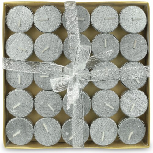 Silver glitter tea lights cheap