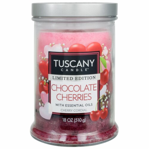 Tuscany Chocolate Cherries Scented Candle Perspective: front