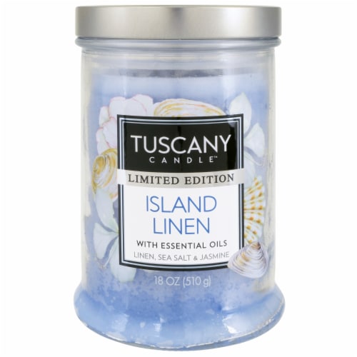 Tuscany Candle Limited Edition Island Linen Scented Jar Candle Perspective: front