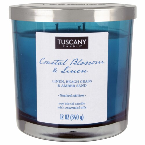 Tuscany Candle Coastal Blossom & Linen Limited Edition Scented Jar Candle Perspective: front