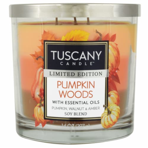 Tuscany Candle™ Limited Edition Pumpkin Woods Scented Triple Pour Jar Candle Perspective: front