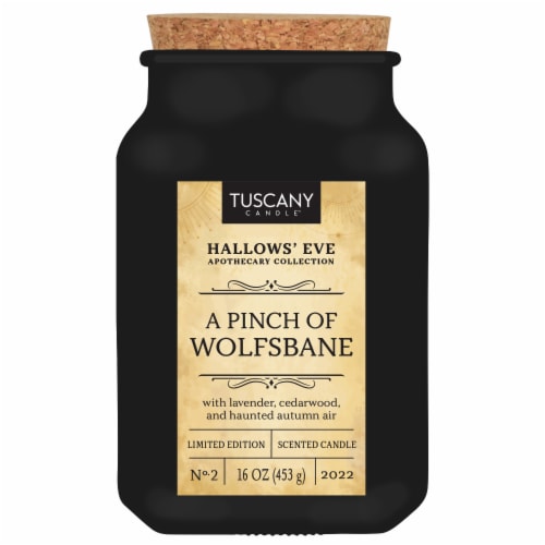 Tuscany Hallows Eve Apothecary Collection Scented Poison Jar Candle - Pinch Of Wolfsbane Perspective: front