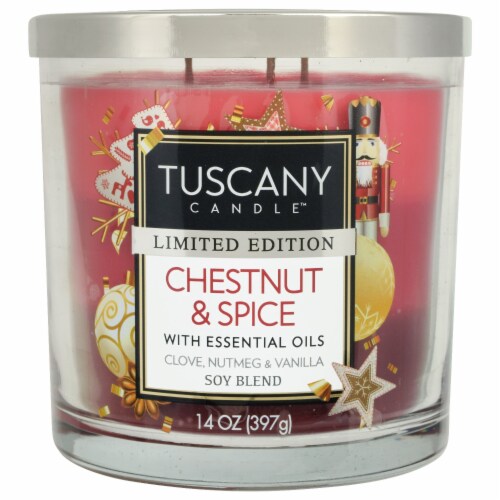 Tuscany Candle Chestnut & Spice Soy Blend Candle Perspective: front