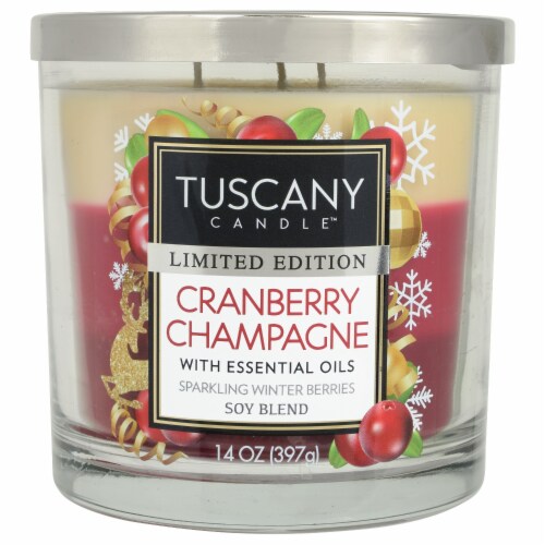Tuscany Candle Cranberry Champagne Soy Blend Candle Perspective: front