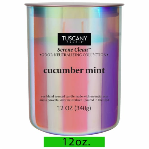 Tuscany Candle™ Serene Clean™ Collection Cucumber Mint Scented Jar Candle Perspective: front