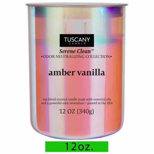 Tuscany Serene Clean Collection Vanilla Amber Scented Jar Candle Perspective: front
