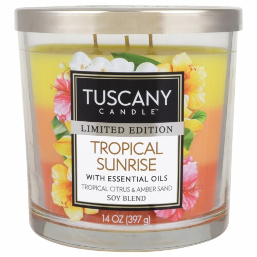 Tuscany Candle Tropical Sunrise Limited Edition Triple Pour Jar Candle Perspective: front