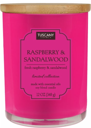 Tuscany Limited Edition Scented Jar Candle - Raspberry & Sandalwood Perspective: front