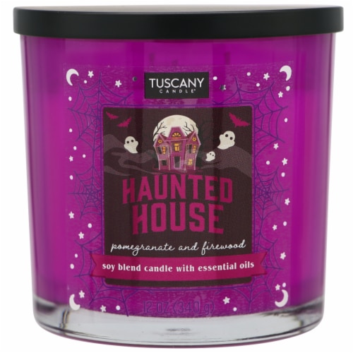 Tuscany Candle 12 oz Limited Edition Scented Haunted House Halloween Jar Candle Perspective: front