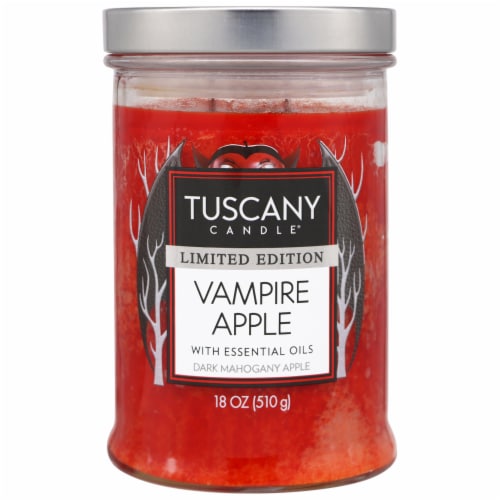 Tuscany 18 oz Limited Edition Vampire Apple Scented Halloween Jar Candle Perspective: front