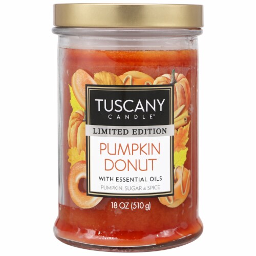 Tuscany Candle Limited Edition Pumpkin Donut Scented Jar Candle Perspective: front