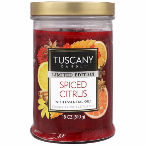 Tuscany Candle Limited Edition Spiced Citrus Scented Jar Candle Perspective: front
