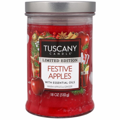 Tuscany Candle® Limited Edition Festive Apples Scented Jar Candle Perspective: front