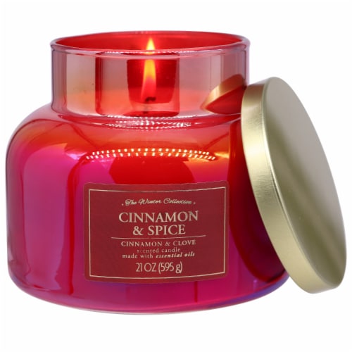 Langley Winter Collection Limited Edition Scented Triple Pour Jar Candle - Cinnamon & Spice Perspective: front
