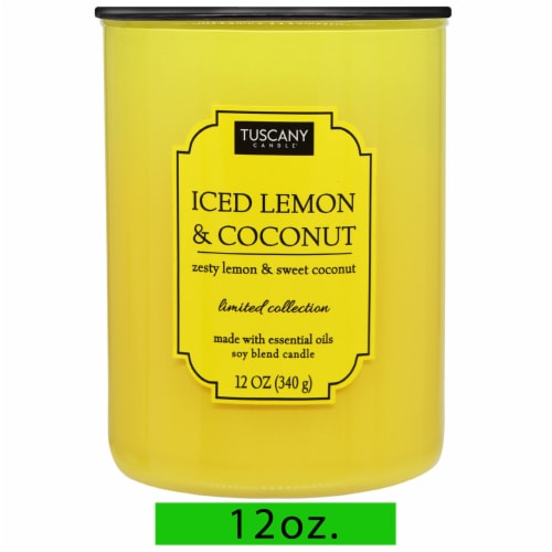 Tuscany Color Splash Collection Scented Jar Candle - Iced Lemon & Coconut Perspective: front