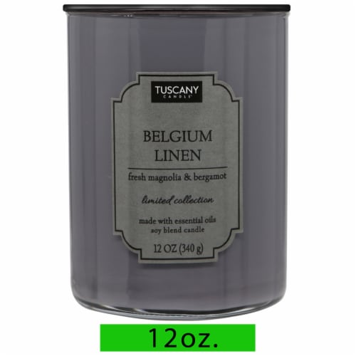 Tuscany Color Splash Collection Jar Candle Belgium Linen Perspective: front