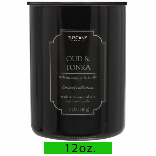 Tuscany Color Splash Collection Scented Jar Candle - Oud & Tonka Perspective: front