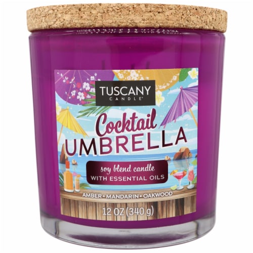 Tuscany Limited Edition Cocktail Umbrella Scented Jar Candle Perspective: front
