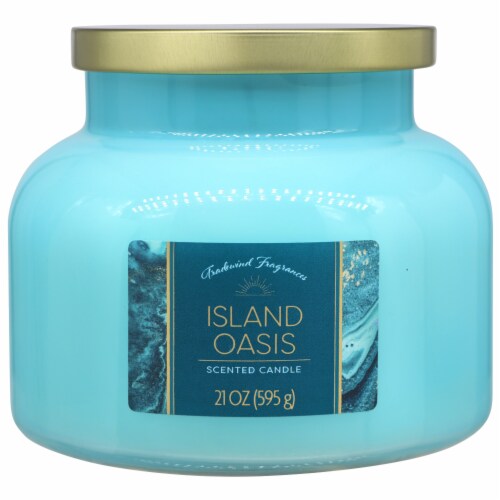 Tradewind Fragrances Limited Edition Scented Jar Candle - Island Oasis Perspective: front