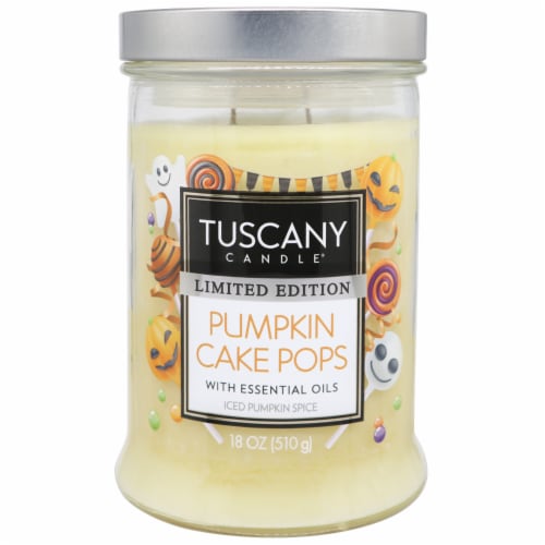 Tuscany Candle® Limited Edition Pumpkin Cake Pops Scented Jar Candle Perspective: front