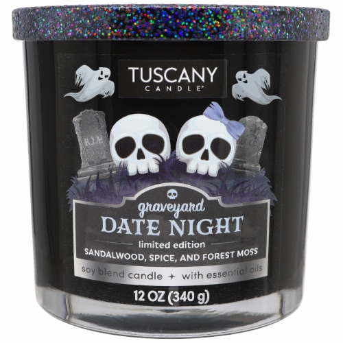 Tuscany Candle® Limited Edition Graveyard Date Night Scented Jar Candle Perspective: front
