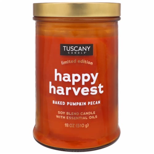 Tuscany Candle Limited Edition Scented Jar Candle - Happy Harvest Perspective: front