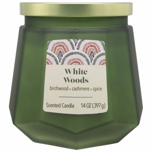 Empire Limited Edition Scented Jar Candle - White Woods Perspective: front
