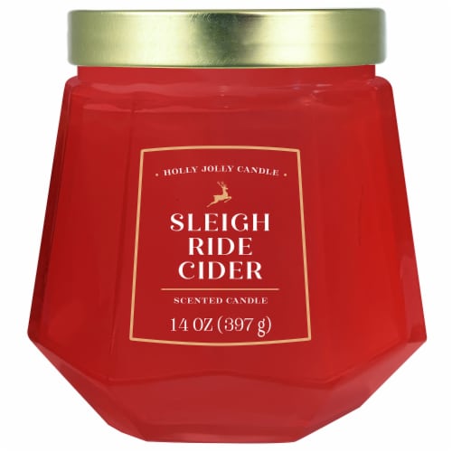 Holly Jolly Candle Limited Edition Sleigh Ride Cider Jar Candle Perspective: front