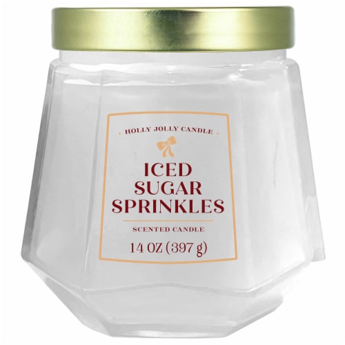 Holly Jolly Candle Limited Edition Iced Sugar Sprinkles Jar Candle Perspective: front