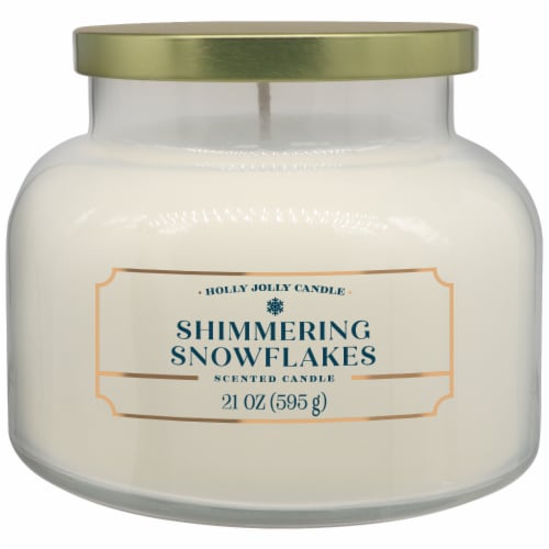 Holly Jolly Candle Limited Edition Shimmering Snowflakes Jar Candle Perspective: front