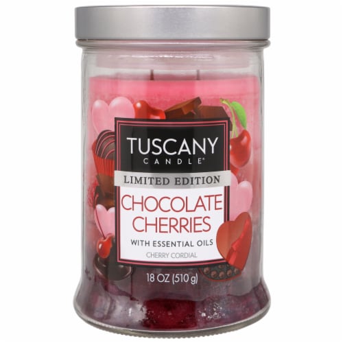 Tuscany Valentines Limited Edtion Scented Triple Pour Jar Candle - Chocolate Cherries Perspective: front