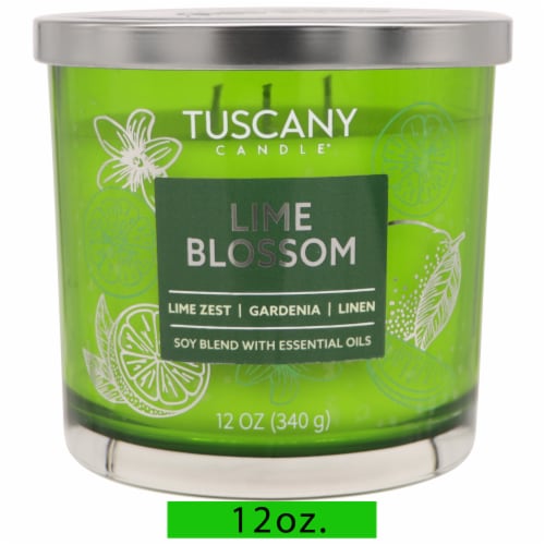 Tuscany Scented Jar Candle Lime Blossom Perspective: front