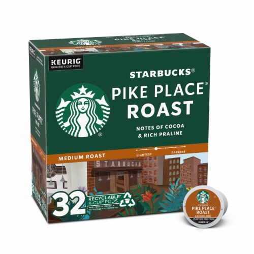 Starbucks Ground Coffee Medium Roast Pike Place Roast 32 KCups (Pack