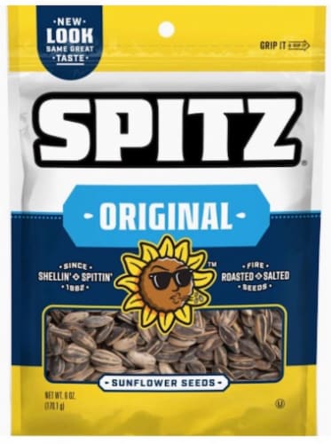Spitz Salted Flavored Sunflower Seeds 6 ounce Resealable Big Bag (Pack of 2) Perspective: front