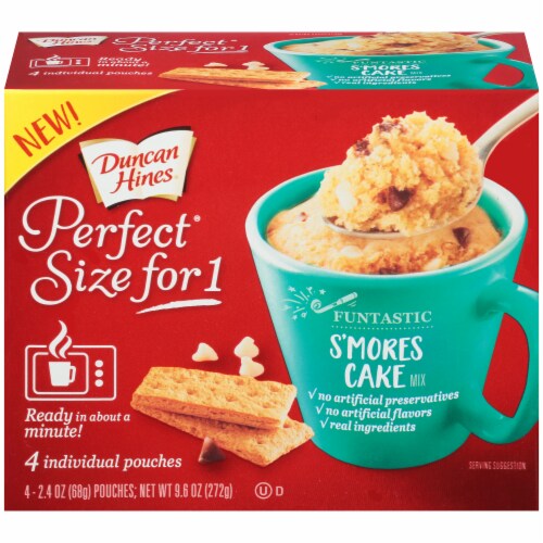 Duncan Hines Perfect Size for 1 S'mores Cake Mix Pouches Perspective: front