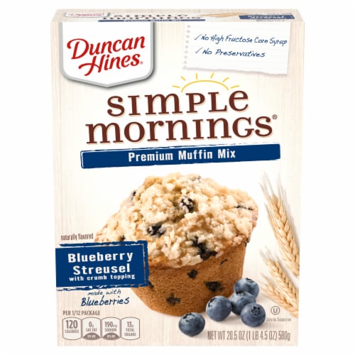 Duncan Hines Simple Mornings Blueberry Streusel Premium Muffin Mix Perspective: front