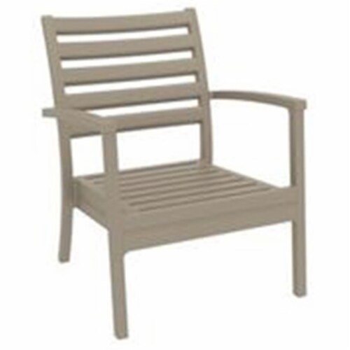 Siesta ISP004-DVR-CNA Artemis XL Outdoor Club Chair with Sunbrella Natural Cushion - Taupe - Perspective: front
