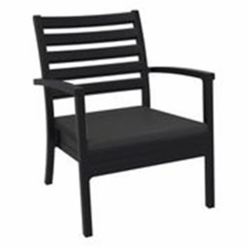 Siesta ISP004-BLA-CCH Artemis XL Outdoor Club Chair with Sunbrella Charcoal Cushion - Black - Perspective: front