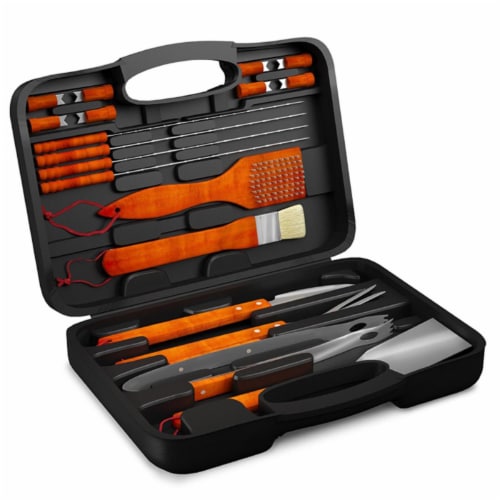 Home-Complete HC-1001 Wood BBQ Grill Tool Set - 18 Piece Perspective: front