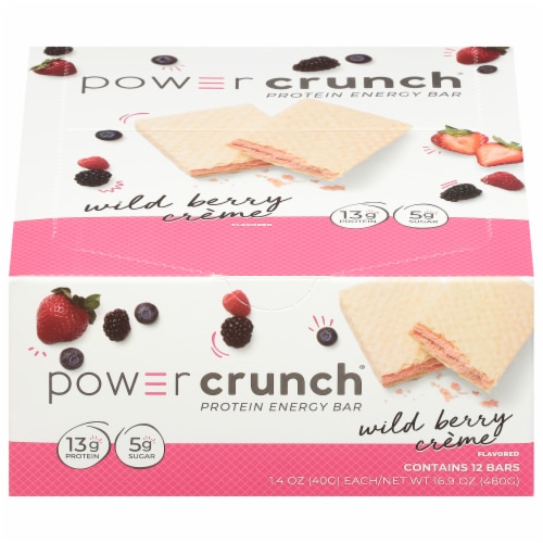Power Crunch® Wild Berry Creme Protein Energy Bar Perspective: front