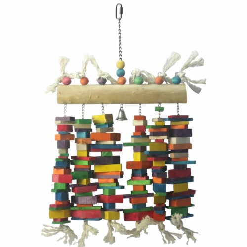 A&E Cage HB01440 16 x 31 in. Wood Block Cluster Bird Toy Perspective: front