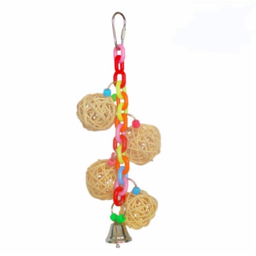 A&E Cage HB01271 4 Vine Balls on Chain with Bell - 9.06 x 3.54 x 3.54 in. Perspective: front