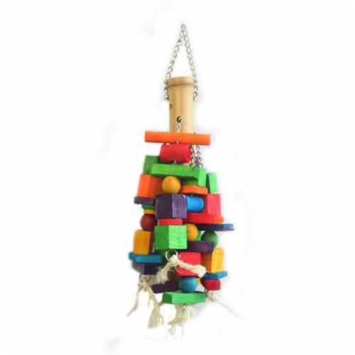 A&E Cage HB01283 21.65 x 7.87 x 7.87 in. Wooden Blocks & Bamboo Bird Toy, Large Perspective: front