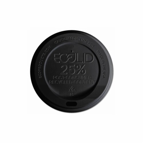 EcoLid 25% Recycled Content Hot Cup Lid, Black, Fits 10 oz to 20 oz Cups, 100/Pack, 10 Packs/Carton EcoLid 25% Recycled Content Hot Cup Lid, Black, Fits 10 oz to 20 oz Cups, 100/Pack, 10 Packs/Carton