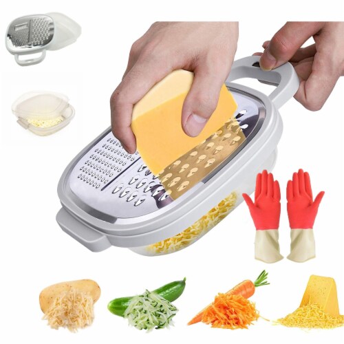 Kitcheniva Stainless Steel 3 in 1 Cheese Grater With Container And Lid Perspective: front