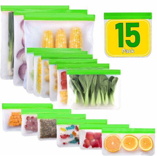 Reusable Food Storage Bags - 12 Count BPA Free Reusable Freezer Bags (2  Gallon & 5 Sandwich & 5 Snack Size Bags) Leak Proof Freezer Safe Bag for  Meat