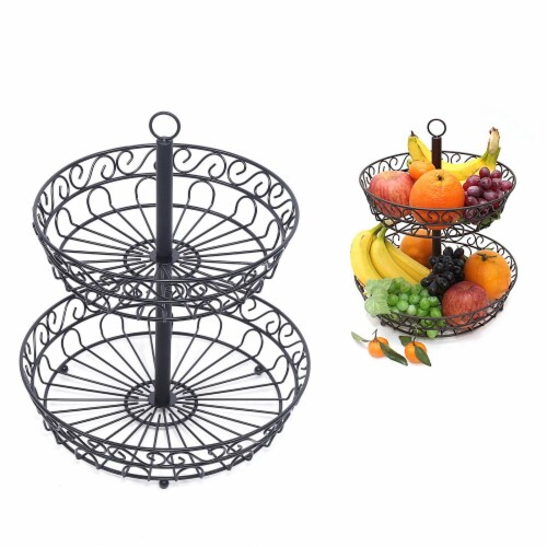 Kitcheniva Countertop Fruit Basket Stand - 2 Tier Perspective: front