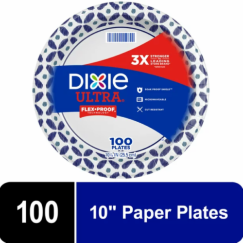Dixie Ultra Disposable Paper Plates 10" - 100 Count Perspective: front