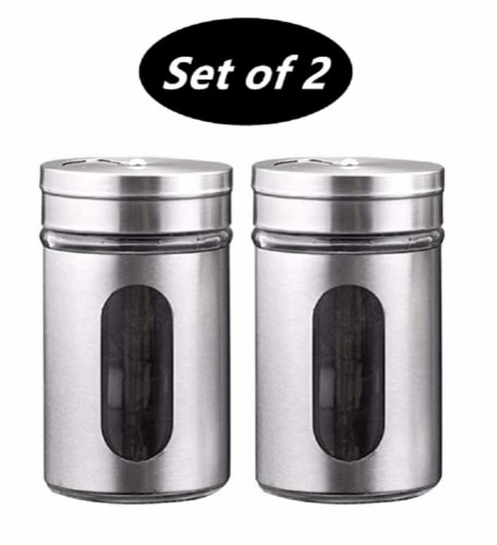 Kitcheniva Stainless Steel Salt And Pepper Shakers Set of 2 Perspective: front